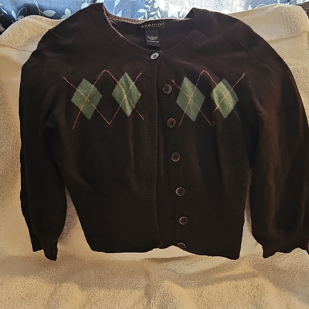 Cashmere brown,green, and pink sweater